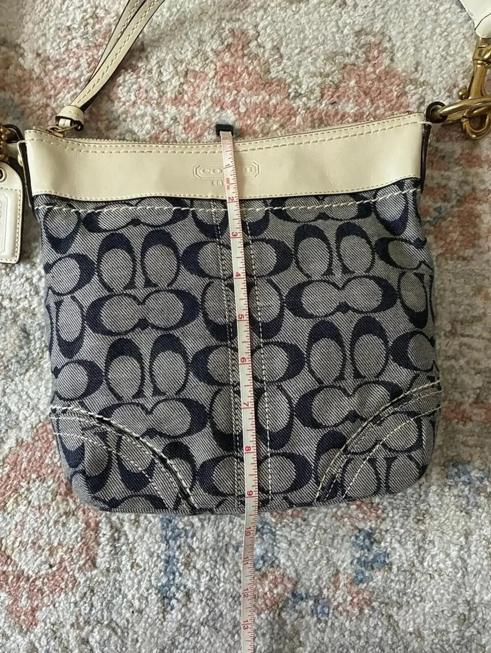Coach 10402 Signature C Duffle Blue Denim Leather Convertible Handbag